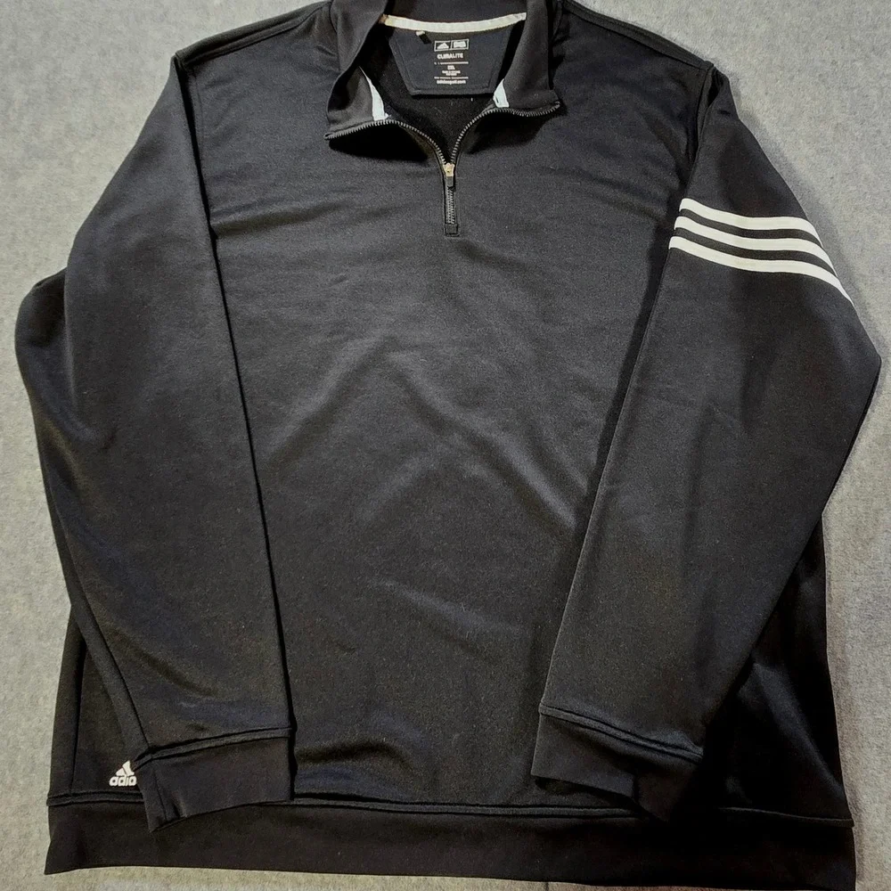 Adidas Golf Climalite Mens 2XL Black Quarter Zip Pullover‎ Sweatshirt